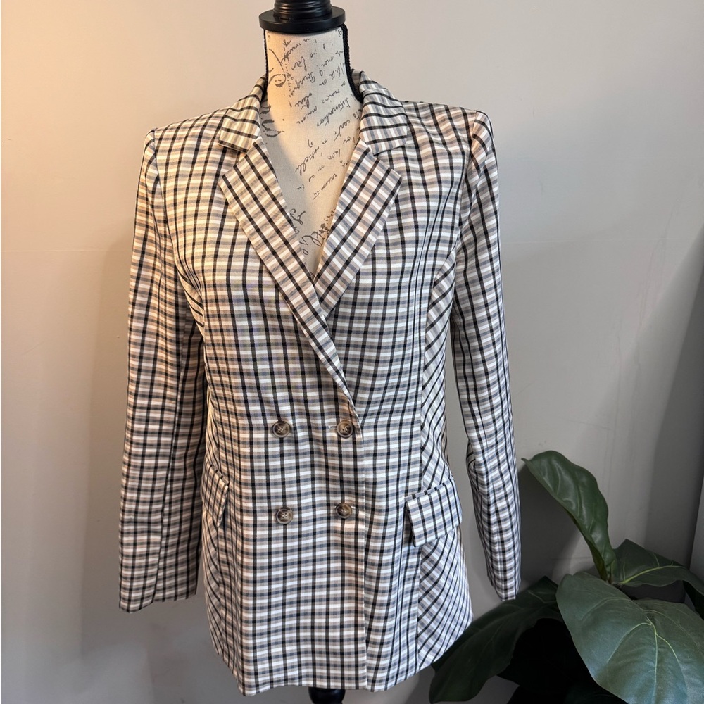 Express x Negin Mirsalehi Plaid Blazer Medium Old Money Aesthetic Double